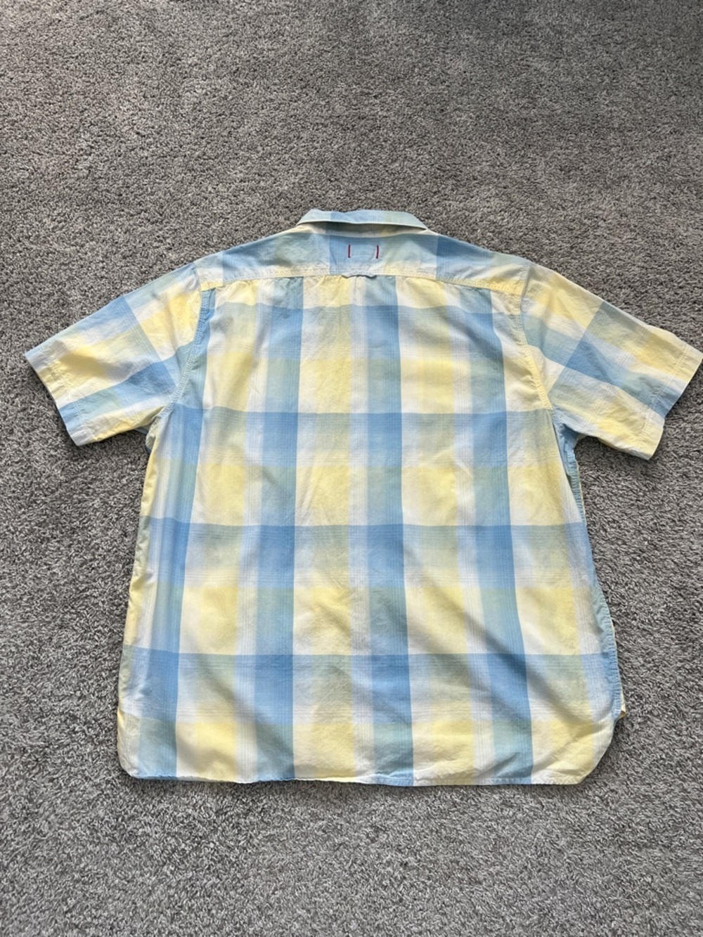 GUESS Men’s Light Blue & Yellow Plaid Cotton Short-Sleeve Button Shirt - Size XL - Picture 4 of 12